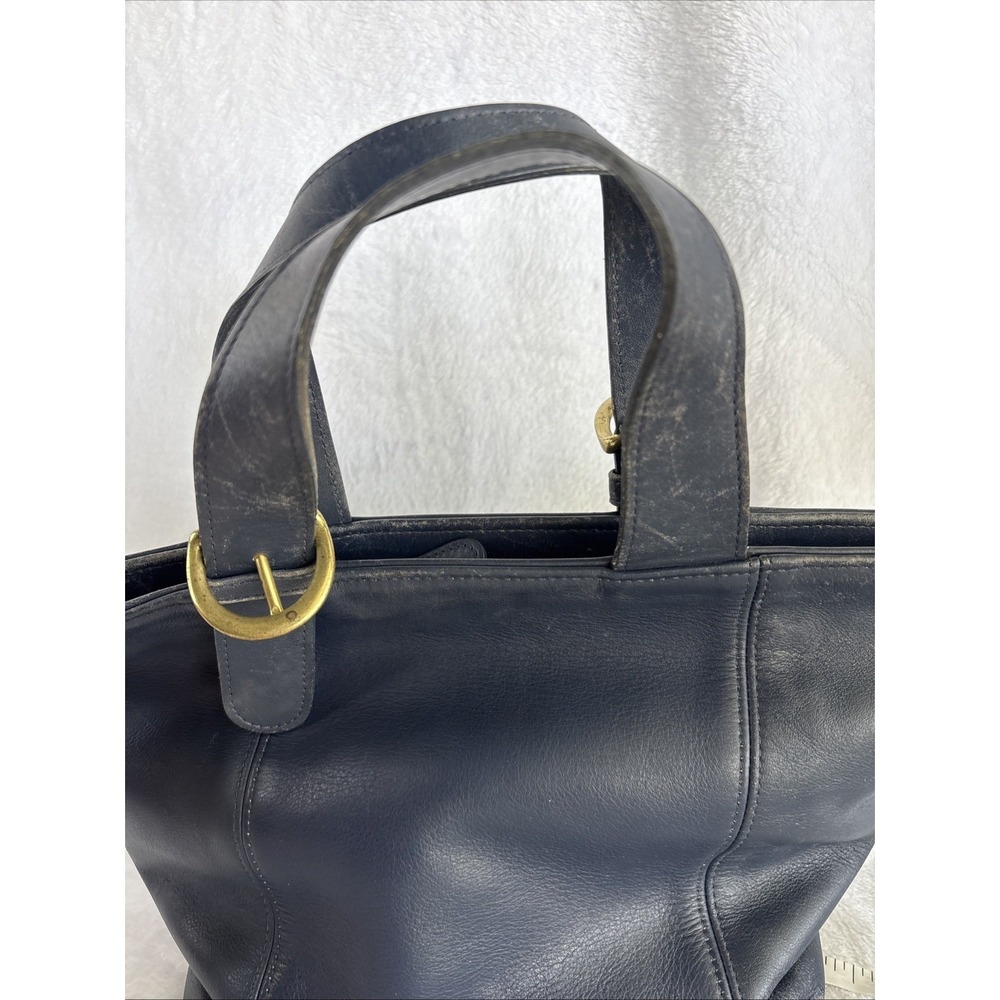 Vintage COACH Waverly Bag Navy Blue Leather Zip Closure 4133 90s Costa Rica - Picture 3 of 16